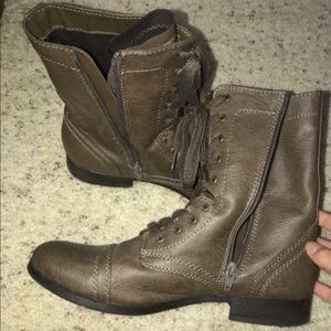 Brown combat boots